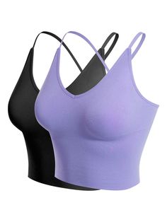 PRICES MAY VARY. FEATURING: Seamless/ Light Weight/ Crisscross Back Adjustable Strap/ Removable Pads/ 4 Way Stretch Compressive Fabric for Great Support and Comfort. CARE FEATURES: Hand Wash Cold With Like Colors (Wash Pads Separately Recommended)/ Hang Dry. SATISFACTION PRIORITY: If you have any problem with your order, rest assured that we will do everything we can do to make it right. MUST-HAVE WORKOUT CROP BRA TANK TOP: Our sports bra offers extra stretchability and softness for all-day comf Bra Tank Top, Yoga Tank Top, Crop Bra, Bra Tank, Yoga Tank, Tank Top Bras, Yoga Tank Tops, Gym Wear, Sports Bras