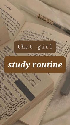 an open book with the title that girl study routine