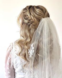 the back of a bride's head wearing a wedding veil