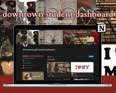 Downtown Notion Template, Mit Student Aesthetic, Notion Board Ideas, Notion School Dashboard, School Dashboard, Notion School, School Notion, Notion Planner Template, Study Planner Free