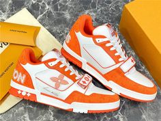 Size: 35-47 It comes with Dust box, Care manual, Tag, and Paper bag.Size Guide: Designer Orange Sneakers, Size Guide, Paper Bag, Things To Come