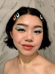 Quirky Makeup, Mint Makeup, 2021 Makeup, Cute And Aesthetic, Collection Makeup, Makeup Eye Looks, Creative Makeup Looks