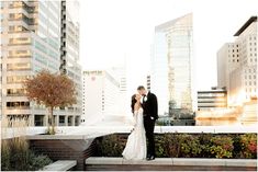 Rooftop bride and groom photos at Regions Tower Indianapolis wedding