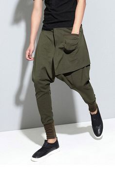 Harem Pants with Pocket-BOTTOM SIZES SMALL MEDIUM LARGE-[Adult]-[Female]-Army Green-One Size-Blue Zone Planet Hanging Pants, Tie Waist Shirt, Cuffed Pants, Women Midi, Pencil Pants, Long Pants, Everyday Look, Trousers Women, Army Green