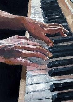 two hands are playing the piano together