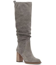 From Frye&#x2C; the Alex Softy Suede Slouch Tall Boots feature:Suede upperPull onSynthetic liningRubber outsoleApprox. 16.5" boot shaft heightApprox. 14.5" boot shaft circumferenceApprox. 3" heel heightImported. Dillard's, Tall Boots, Leather Accessories, Boot Shoes Women, Knee High Boots, Knee High, Block Heels, Bootie Boots, Womens Boots