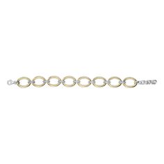 Description This bold gold plated sterling silver oval link bracelet is the perfect statement piece to adorn your wrist. Studded with cubic zirconia stones and crafted in an exquisite oval link design, this luxurious bracelet is sure to turn heads. With its timeless elegance and undeniable charm it can be worn for special occasions to daily wear. It has an extender chain for the lock, giving you the option to wear it at your preferred length. Specifications Material: Sterling Silver Gold Plated, Sterling Silver Rhodium Plated Stone: Cubic Zirconia Length: 18cm + 3cm extender Width: 1.5cm Product Code: B1017Y Luxurious Bracelet, Link Design, Timeless Accessories, Contemporary Jewellery, Gold Plated Silver, Gold Plated Sterling Silver, Silver Bracelets, Link Bracelets, Sterling Silver Bracelets