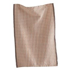 a brown and white checkered napkin on a white background