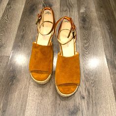 Questions? Leave A Comment Below! Leather Espadrilles, Shoes Brown, Marc Fisher, Espadrille Shoes, Espadrilles Wedges, Brown Suede, Wedge Sandals, Suede Leather, Espadrilles