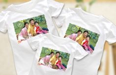 three t - shirts with the same photo on them