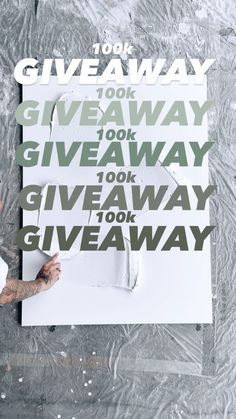 the giveaway poster is displayed on a sheet of foil