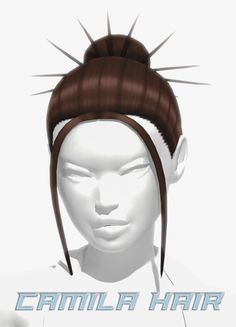 a white mannequin head with brown hair and spikes on it's head