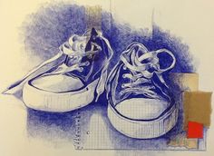 a drawing of a pair of tennis shoes