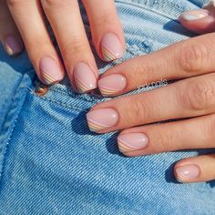 Pastel Stripe Nails, Minimalist Short Nail Design, Nail Art French Tip Designs, Negative Space Manicure, Disney Packing, Simple Spring Nails, Pink Ombre Nails