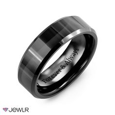 a black and silver wedding ring with the words, you are loved