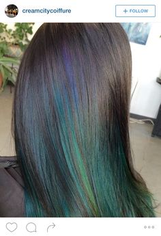 Peekaboo Oil Slick Hair, Oil Slick Hair Color, Hair Color Images, Oil Slick Hair, Dyed Hair Inspiration, Mermaid Hair, Green Hair