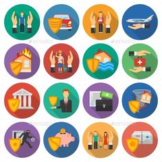 flat icons with different types of people and things in their hands - miscellaneous objects characters