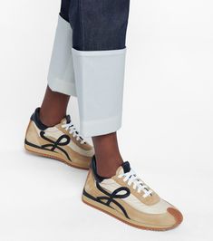 Loewe Sneakers, Loewe Flow Runner, Denim Sneakers, Luxury Footwear, Designer Pumps, Fall Capsule Wardrobe, Boots Sneakers, Brown Sneakers, Evening Shoes