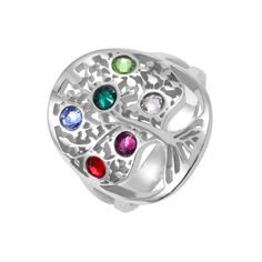 The Family Tree Birthstone Ring is the perfect gift to give a mother or a grandmother to let her know how important she is and how much she is loved. A mom is the person who holds the family together, show it off with this beautiful family tree ring with birthstones! Nana Ring, Ring With Birthstones, Nana Jewelry, Birthstone Ring Mothers, Mothers Day Rings, Personalised Family Tree, Family Rings, Mother Family, Tree Ring