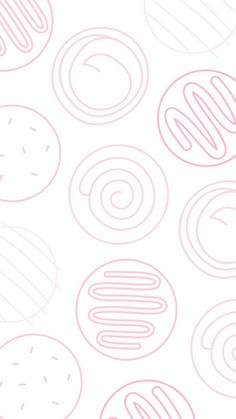 a pattern with donuts drawn in pink on a white background that looks like pastel circles