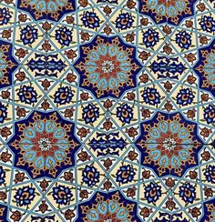 an intricate pattern in blue and brown