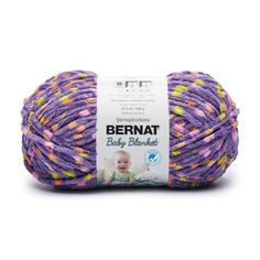 bernat baby blanket yarn in purple and yellow