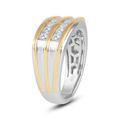 two tone gold and silver ring with diamonds