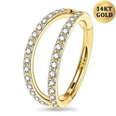 gold plated ring with clear crystal stones