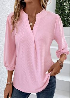 Color:Pink;Size:S;Size:M;Size:L;Size:XL;Size:XXL;Package Contents:1 X T Shirt;Occasion:Other;Style:Casual; T Shirt Sewing Pattern, Stylish Tops For Women, Trendy Tops For Women, Trendy Fashion Tops, Tees For Women, Trendy Tops, Tops For Women, Fashion Tops, Three Quarter