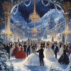 Elegant Christmas Christmas Illustration Royal Ballroom Aesthetic, Christmas Concept Art, Ethereal Christmas, True Christmas, Holiday Marketing, Christmas Landscape, Christmas Illustrations, Holiday Promotions, Print Media