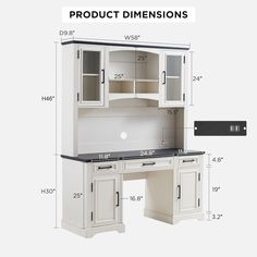 the measurements for an office desk and hutch