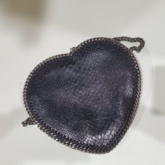 Authentic Stella Mccartney Shaggy Deer Falabella Heart Crossbody Bag In Black. As All Stella Mccartney's Bags/Shoes, This Bag Is Crafted Of Fine Vegan Textile In Black And Is Entirely Bordered With Polished Silver Chain Links That Make The Shoulder Strap. In Excellent Condition. Heart Crossbody Bag, Stella Mccartney Falabella, Stella Mccartney Bag, Crossbody Bag Black, Chain Links, Bags Shoes, Bago, Stella Mccartney, Chain Link