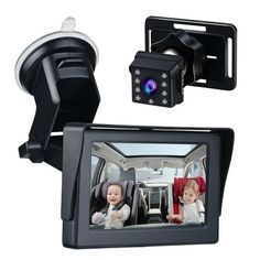 an image of a baby in the back seat of a car with a camera attached to it