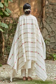 Buy Ivory Handwoven Chanderi And Handloom Cotton Print A-line Kurta Pant Set For Women by Juanita by Shubhda Online at Aza Fashions. Kurta Pant Set, A Line Kurta, Kurta With Pants, Hand Block Print, Contrast Piping, Scalloped Lace, Pant Set, Color Ivory, Set For Women