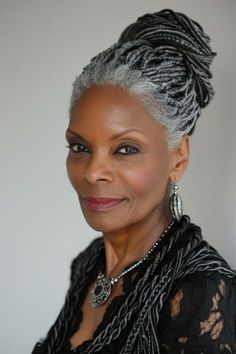 Hairstyles Older Black Women, Guyanese Women, Grey Hair Braids, Braiding Techniques, Grey Hair Care, Silver Haired Beauties, Loc Hairstyles, Gorgeous Gray Hair