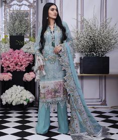 Shop Beautiful Pret Ladies Collection 2019 with heavy embroidered at our online store nameerabyfarooq.com For More Details Call / Whatsapp Us Now: +1-732-910-5427 Chiffon Party Dress, Pakistani Designer Suits, Sana Safinaz, Anarkali Suit, Chiffon Material, Net Dupatta, Pakistani Designers, Luxury Collection, Pakistani Fashion