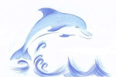 a drawing of a dolphin jumping out of the water