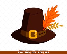 a brown hat with an orange leaf on it and the words svg png dxf files