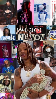 a collage of photos with the names of hip hops, rappers and money