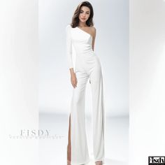 Fisdy - Off-Shoulder Long Sleeve Jumpsuit for Cocktail Parties, Weddings, and Formal Events Mark Formal, Formal Jumpsuit, Elegant Attire, Cocktail Parties, Wedding Formal, Long Sleeve Jumpsuit, Formal Attire, Formal Wedding, Evening Party