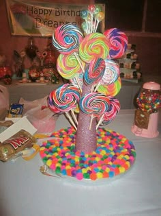 there is a candy tree on the table