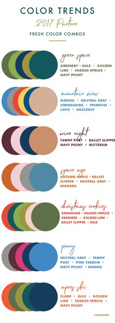 the color guide for colors from 2011 to 2013