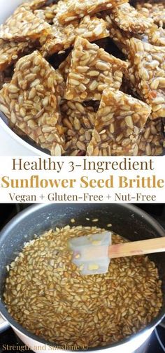 healthy ingredients for sunflower seed brittle in a pan