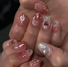 Cute Pink Nails, Retro Nails, Asian Nails, Hippie Nails, Baby Nails, Pretty Gel Nails, Soft Nails, Jelly Nails, Cat Eye Nails