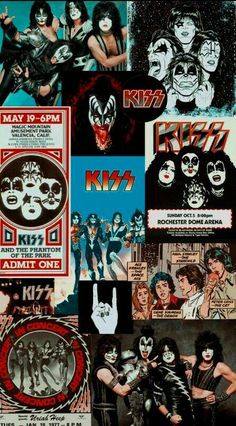 the kiss band collaged together in an advertisement for kiss's new album, kiss