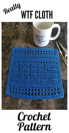 the crochet pattern is ready to be made into a coffee mug cozyie