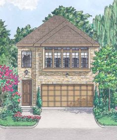 this is an artist's rendering of the front elevation of these house plans for homes