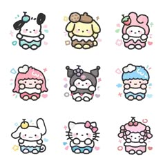 the hello kitty stickers are all different colors