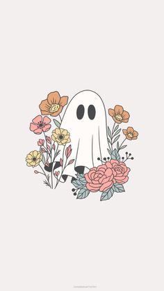 a ghost surrounded by flowers and plants