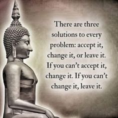 there are three solutions to every problem accept it, change it, or leave it